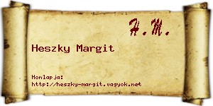 Heszky Margit névjegykártya